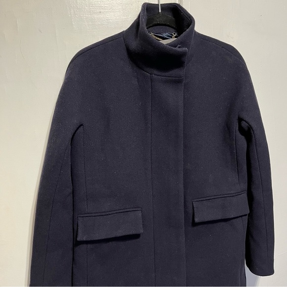 J. Crew Italian Stadium Cloth Wool Cocoon Coat in Navy, Size 2 - Picture 5 of 8